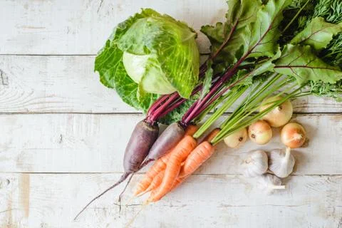 Different vegetables on table Stock Photos