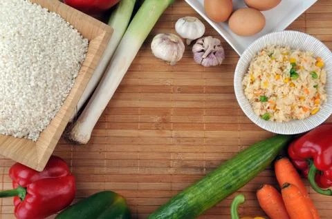 Different vegetables on table top view Stock Photos