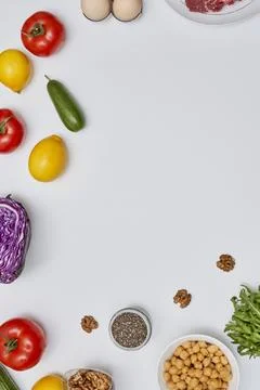 Different vegetables on a white background with a copy space Stock Photos