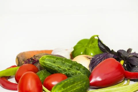 Different vegetables on a white background Stock Photos