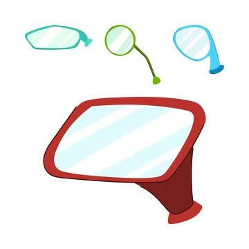 Different vehicle mirrors providing view for safe driving Stock Illustration