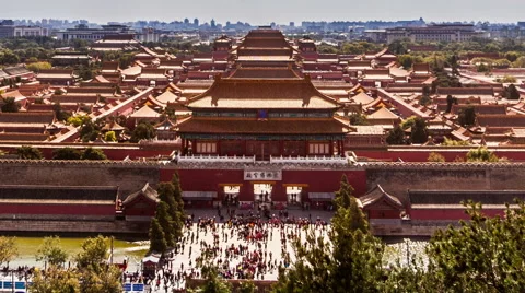 Different view to the back entrance of the Palace Museum, Beijing, China Video stock 58080606