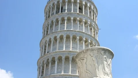 A different view of the Leaning Tower of Pisa in Italy during a sunny day Video stock 83738990