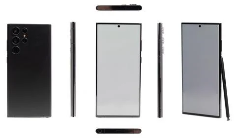 Different views of black modern smartphone Stock Photos