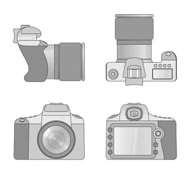 Different views of digital camera Stock Illustration