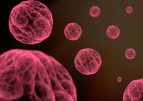 Different viruses or bacteria fly around Stock Illustration