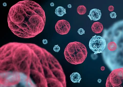 Different viruses or bacteria fly around Stock Illustration