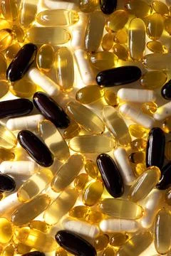 Different vitamins and dietary supplements Stock Photos