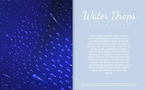 Different water drops lie on gradient background. Stock Illustration