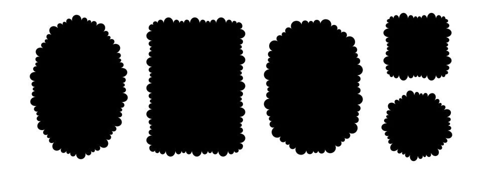 Different wave edge frame collection. Jagged scalloped border element set. Black Stock Illustration