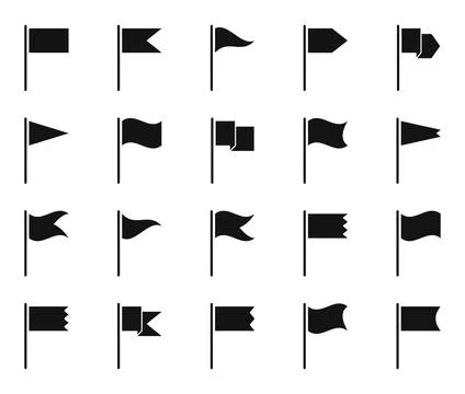 Different waving flag icon set Stock Illustration