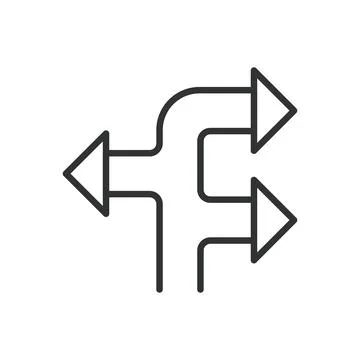 Different ways arrow, icon in line design. Arrow, direction, path, choices イラスト素材