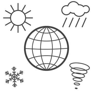 Different weathers on the globe Stock Illustration