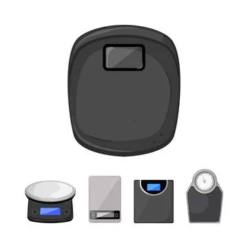 Different weighing scales measuring weight and accuracy Stock Illustration
