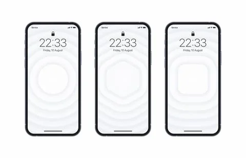 Different White Geometric Wallpaper Set On Photorealistic Smartphone Screen Stock Illustration