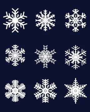 Different white snowflakes Stock Illustration