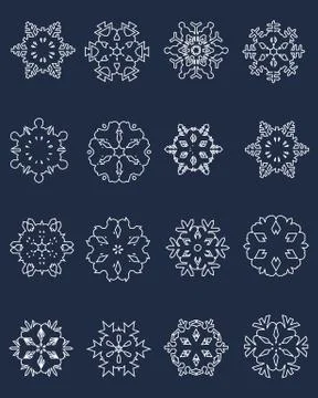 Different white snowflakes Illustrazione stock
