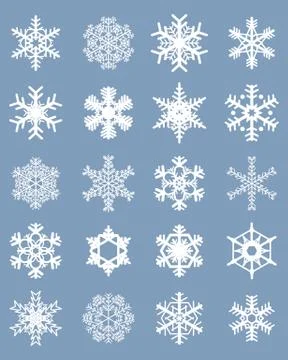 Different white snowflakes Stock Illustration