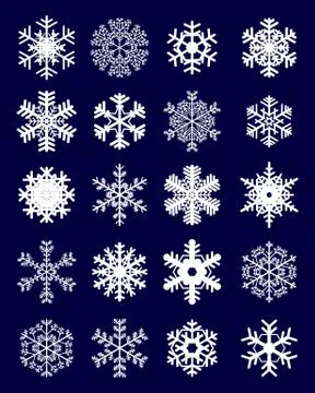 Different white snowflakes Stock Illustration