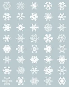 Different white snowflakes Stock Illustration