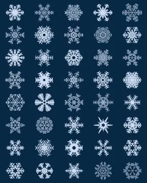 Different white snowflakes Stock Illustration