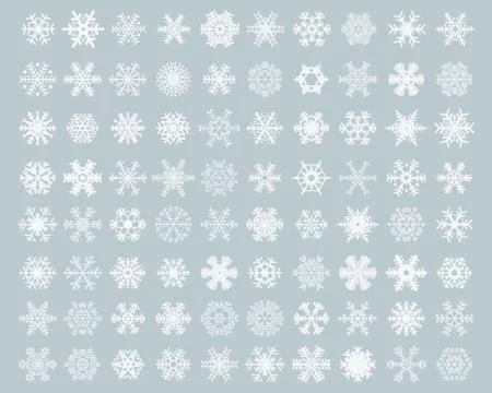 Different white snowflakes Stock Illustration