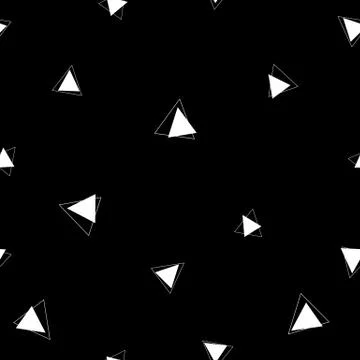 Different white triangles on a black background Illustrazione stock
