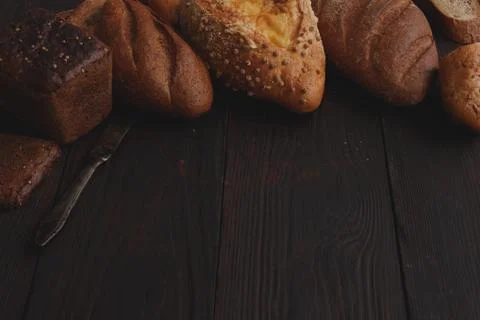 Different wholegrain breads Stock Photos