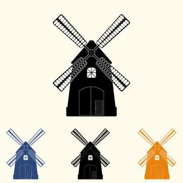 Different windmills set Stock Illustration