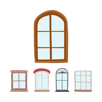 Different window frames creating architectural elements set Stockillustratie