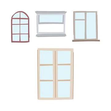 Different windows types for building architecture design Ilustración de archivo