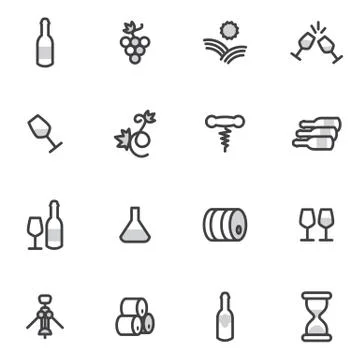 Different wine and vineyard design elements made in modern line style vector Stock Illustration