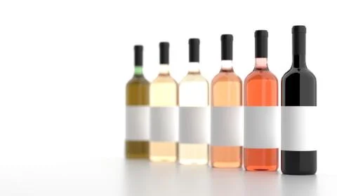 Different Wine Bottles With Empty White Labels Stock Illustration