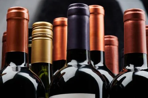 Different wine bottles Stock Photos