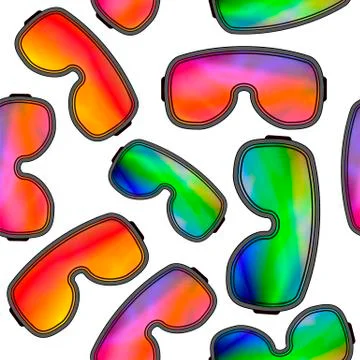 Different Winter Ski Goggles Seamless Pattern Illustrazione stock