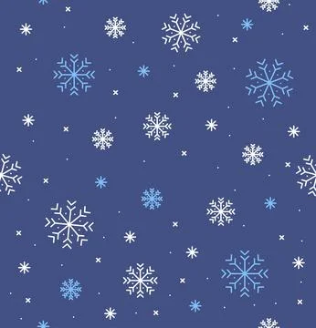 Different Winter Snowflake Seamless Pattern Background. Vector Stockillustratie