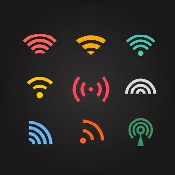 Different wireless color pictograms Stock Illustration