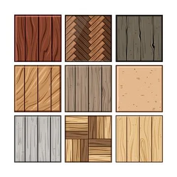 Different wood floor textures and laminate samples collection Stock Illustration