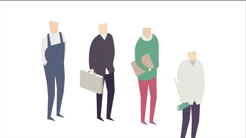Different workers employment concept. Animated motion design Stock Footage 148337985