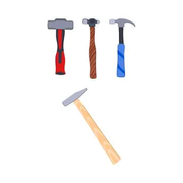 Different working hammers and construction hand tools Stock Illustration