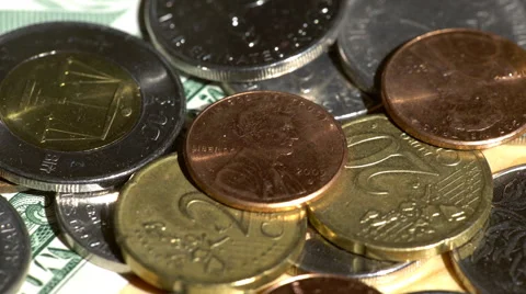 Different world coins Stock Footage 62083529