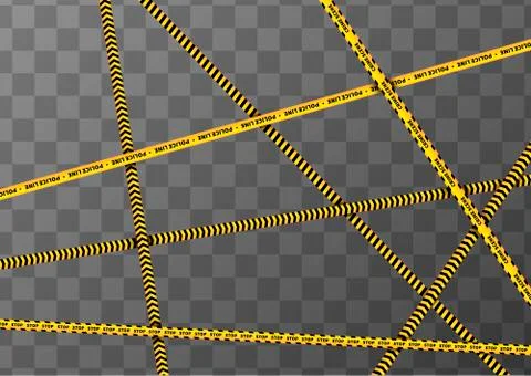 Different yellow and black caution tapes on transparent a4 background Stock Illustration
