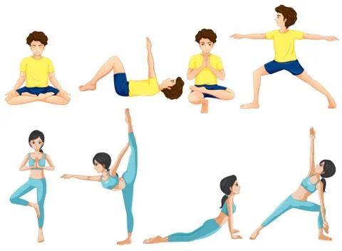Different yoga poses Stock Illustration