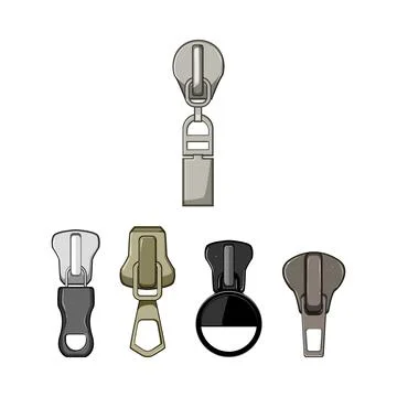 Different zipper pullers for clothing and accessories 스톡 일러스트