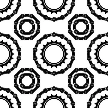 Differente Bicicle Chain Frames Seamless Pattern Isolated on White Background Stock Illustration