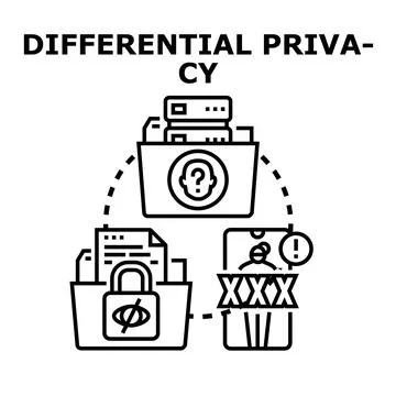 Differential privacy data security and anonymization concept Stock Illustration