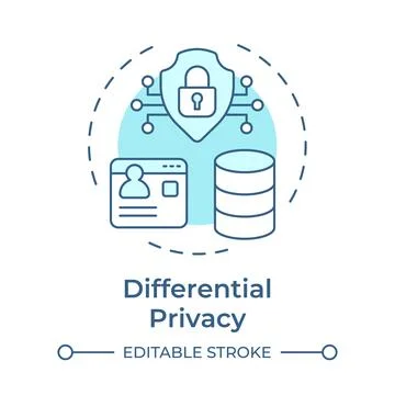 Differential privacy soft blue concept icon Stock Illustration