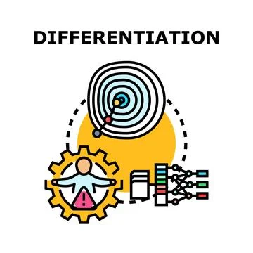 Differentiation process in business strategy and artificial intelligence Stock Illustration