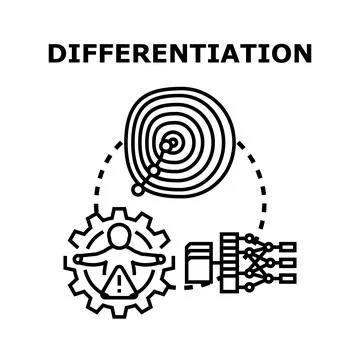 Differentiation process in business strategy and artificial intelligence Stock Illustration