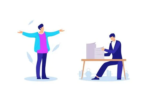 Difficult and easy work assignment. Simple solution to task at hand and strong 스톡 일러스트